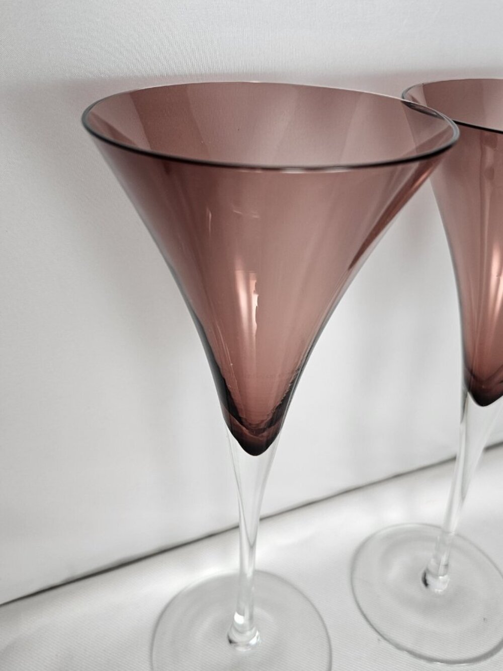Pottery Barn Amethyst Wine Glasses 9" Bijoux stemmed goblet set/2 elegant flutes - Picture 7 of 12